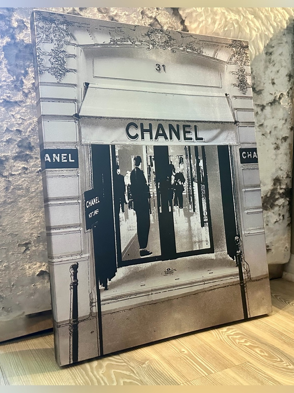 CHANEL Black and White Storefront Canvas Art